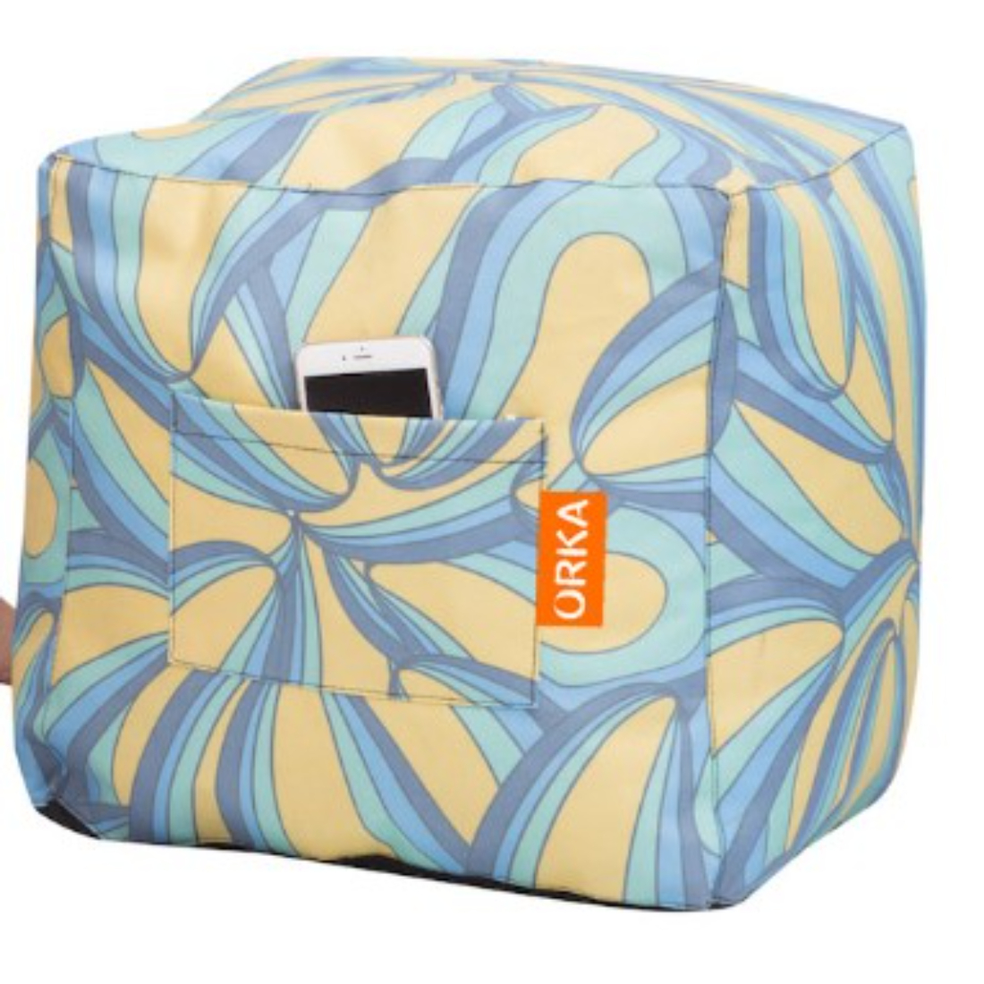 Orka Denier Fabric Pouf Filled With Beans Green